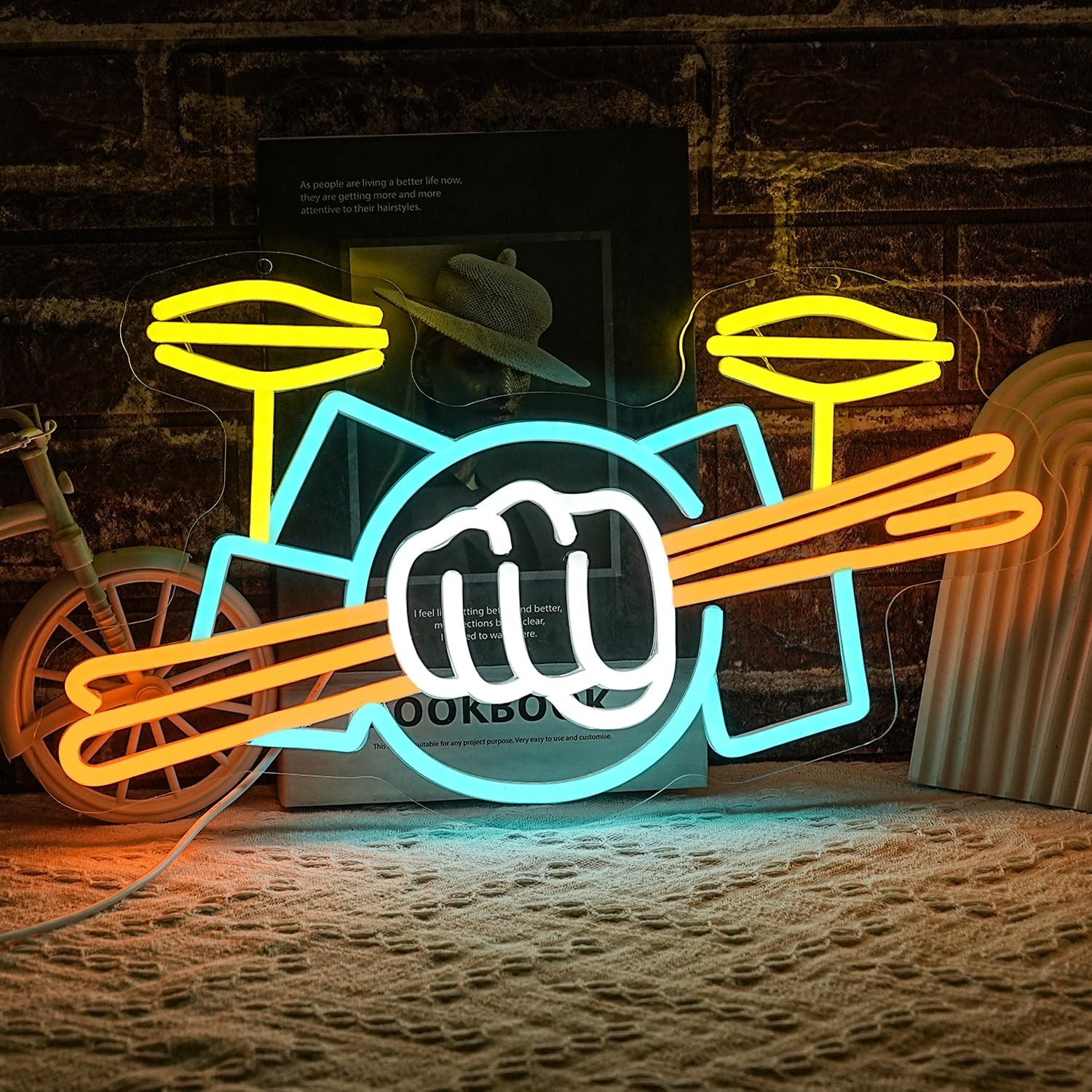 Musical Instrument With A - Davul Seti Neon Tabela USB Güçlü