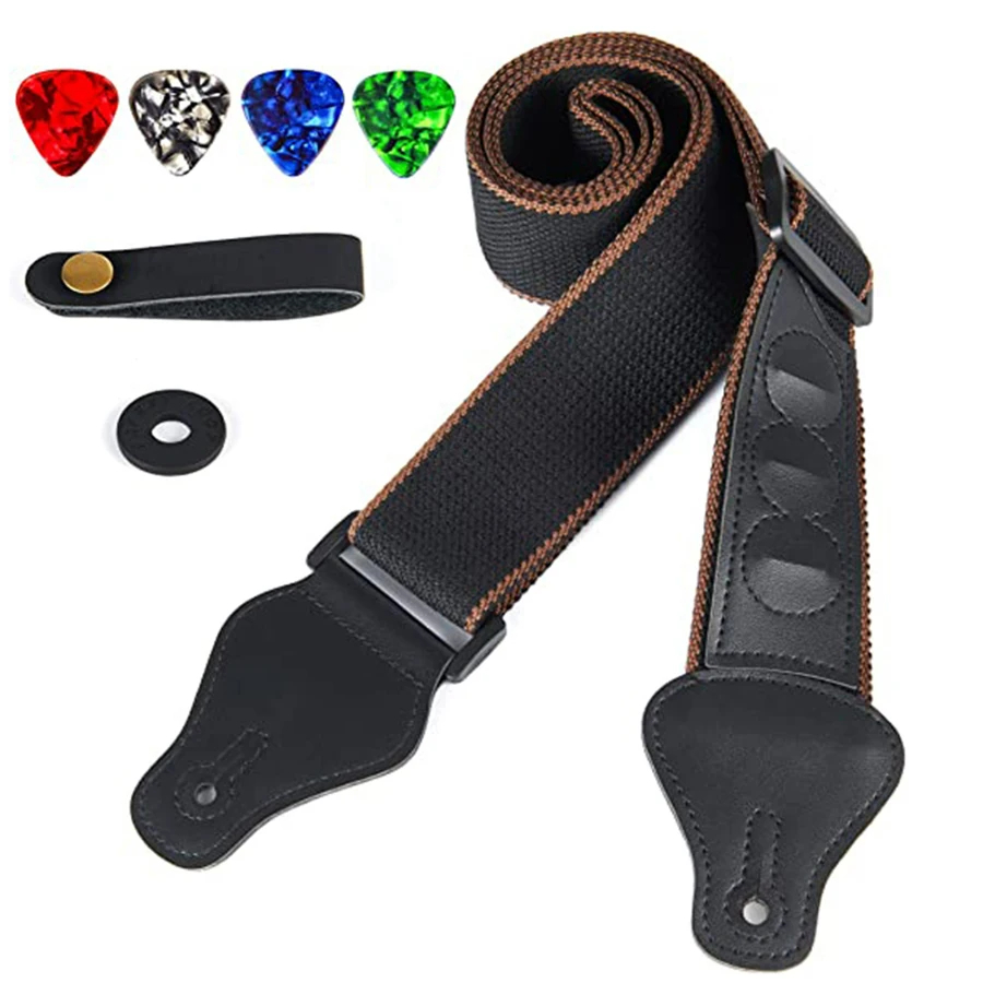 Musical Instruments Easy - 7 adet/takım Gitar Askısı Siyah PU