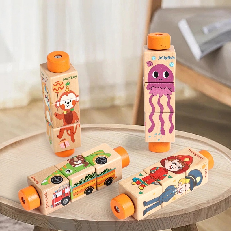 Musical Instrument Rattle - Bebek Ahşap Döner Yapboz El Zili
